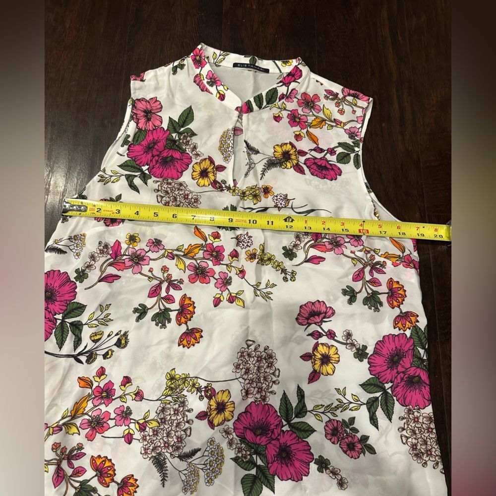 Elie Tahari Wylie Floral Sleeveless Blouse Top Size Women's Medium - Picture 9 of 11